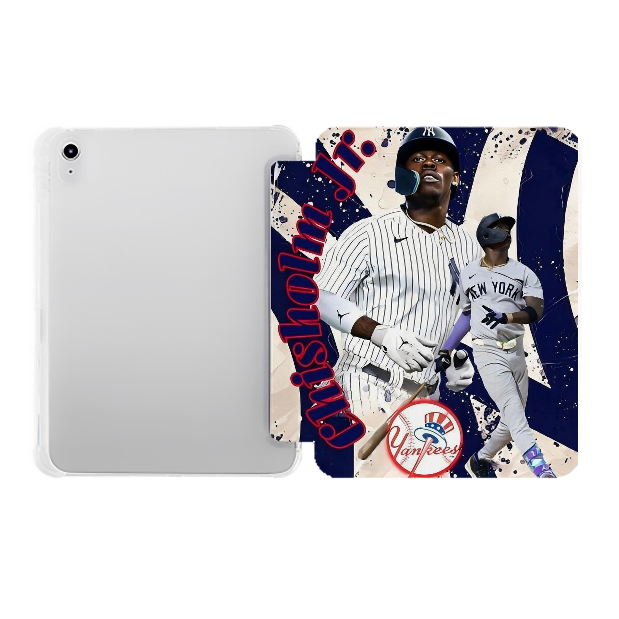 Jazz Chisholm Jr. 48 Premium Tri-Fold PU Leather & Silicone IPad Case With Pencil Slot – Fits 9.5,10.5,10.9 – Adjustable Stand, Slim, Protective